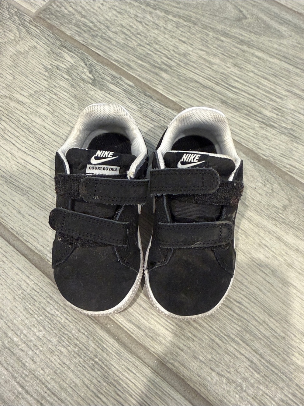 Nike Kids Court Royale Black and White Velcro Sneakers
